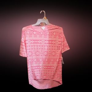 Brand new with tags lularoe shirt pink and white size extra extra small